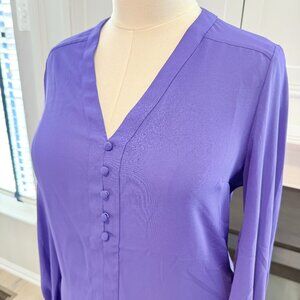 Express Button-Front Blouse – Vibrant Purple, Size Small 💜✨